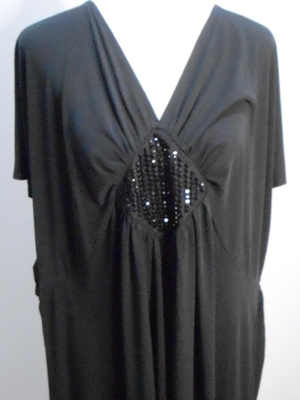 NWT Lane Bryant Black Sleeveless V Neck w/Beaded Diamond Shape Dress Size-22/24